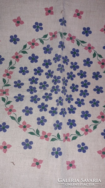 Beautiful antique thick woven Kalocsa tablecloth with printed cube pattern 85 x 72 cm according to pictures