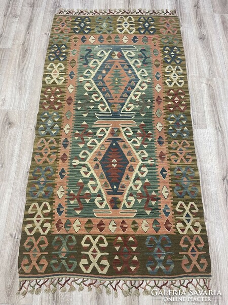 Kayseri kilim (kelim) - Turkish handwoven woolen carpet, 103 x 207 cm