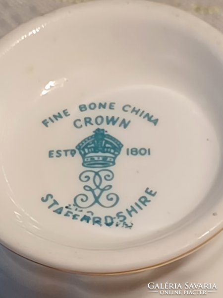 STAFFORDSHIRE ANGOL PORCELÁN KÁVÉS MOKKÁS CSÉSZE ÉS ALJ RÓZSÁS