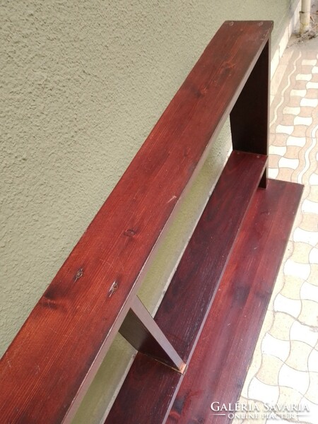 Unique wooden wall shelf stained mahogany color