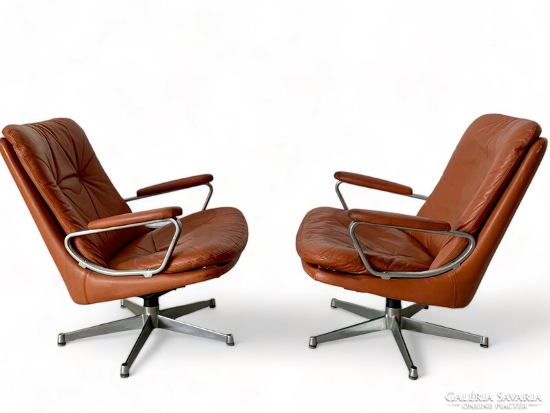 André Vandenbeuck GENTILINA design bőr forgófotel svájci relax fotel vintage retro Switzerland 1960s