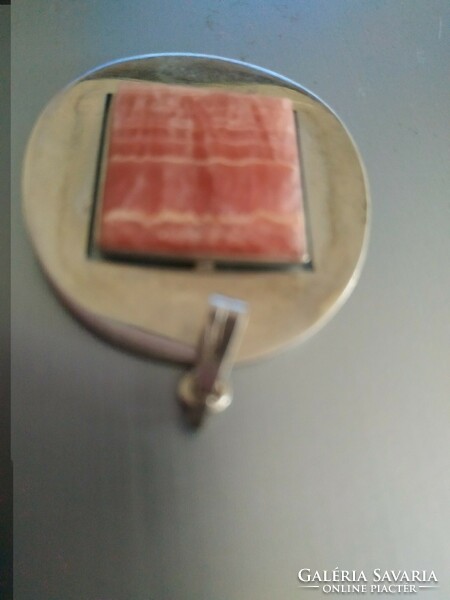 Silver art deco pendant / rhodochrosite