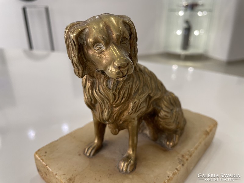 Antik levéltartó bronz réz kutya asztaldísz névjegytartó szobor figura asztaldísz