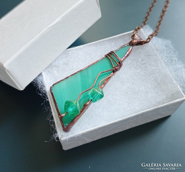 Special handcrafted glass jewelry, turquoise pendant