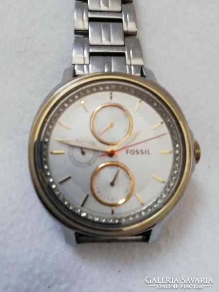 Fossil gold-steel women's chronograph watch with swarovski stones