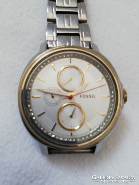 Fossil arany-acél női Kronograf karóra Swarovski kövekkel