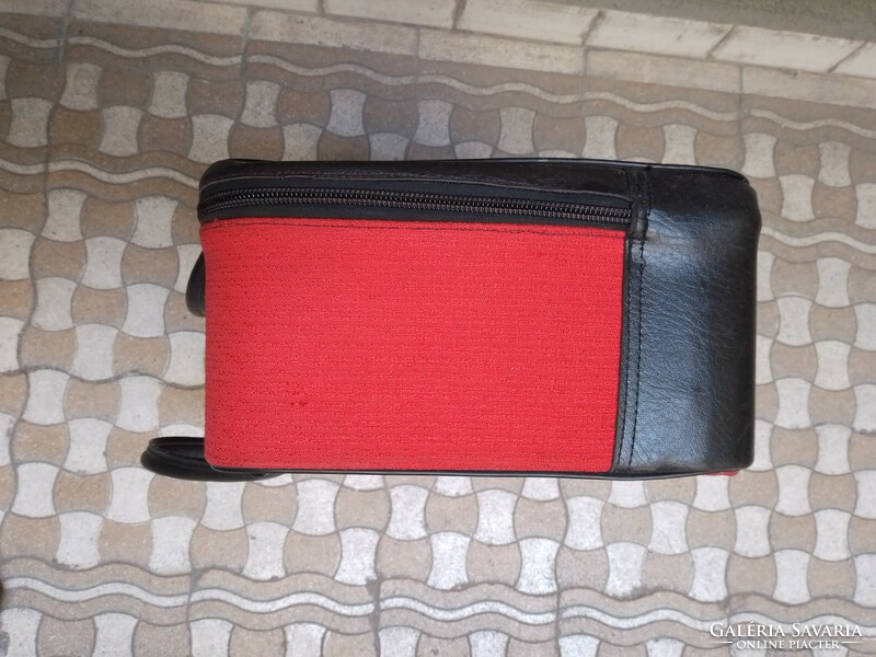 Old retro smaller red-black suitcase 46x30x17 cm