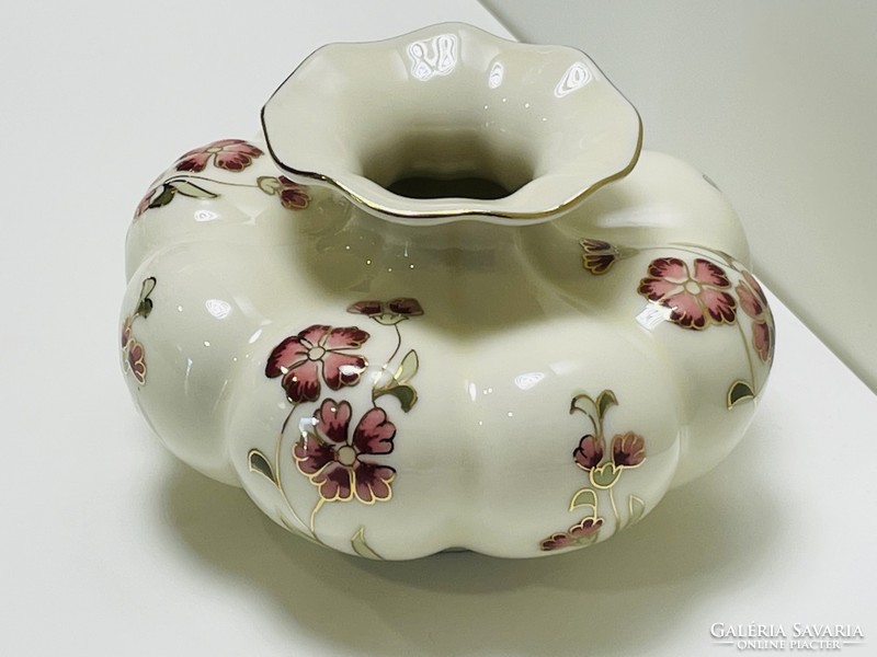 Zsolnay carnation pattern vase