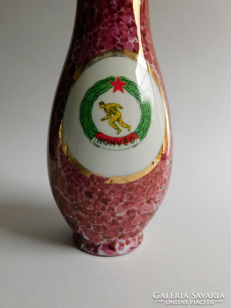 Hollóháza luster vase with honvéd logo