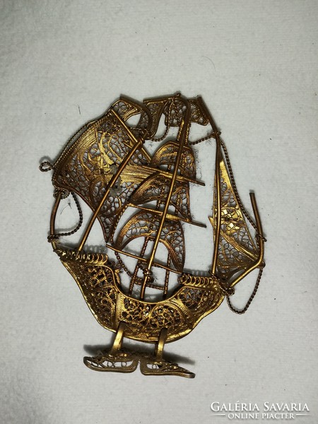 Santa maria style antique metal decorative ship