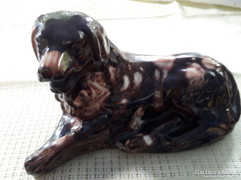 Kerámia barna mázas  szobor kutya Extra 36x115 cm. hibátlan