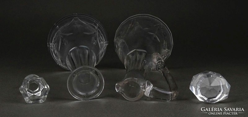 1Q985 Old Flawless Brushed Oil Vinegar Glass Pouring Pair