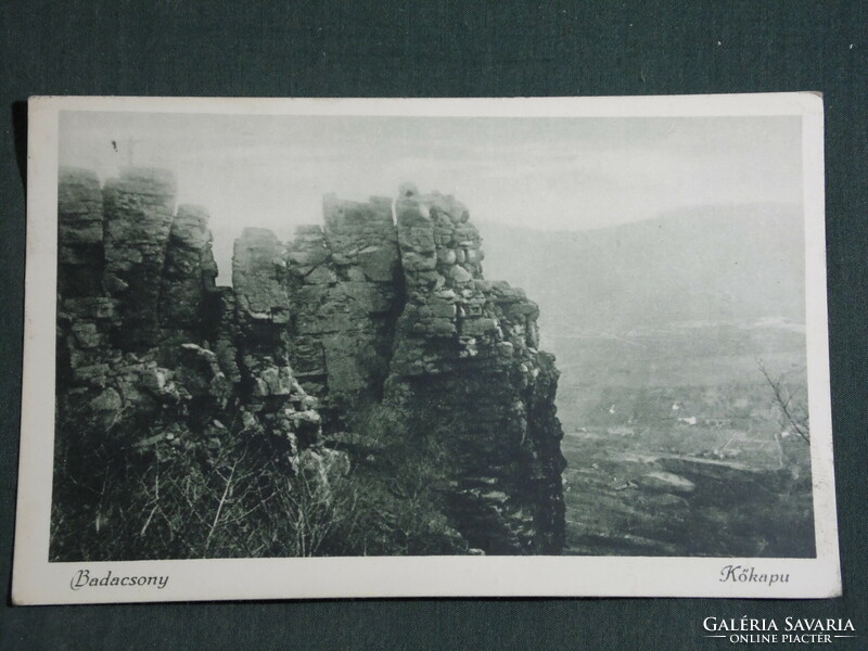 Postcard, Badacsony, stone gate view, detail, 1926