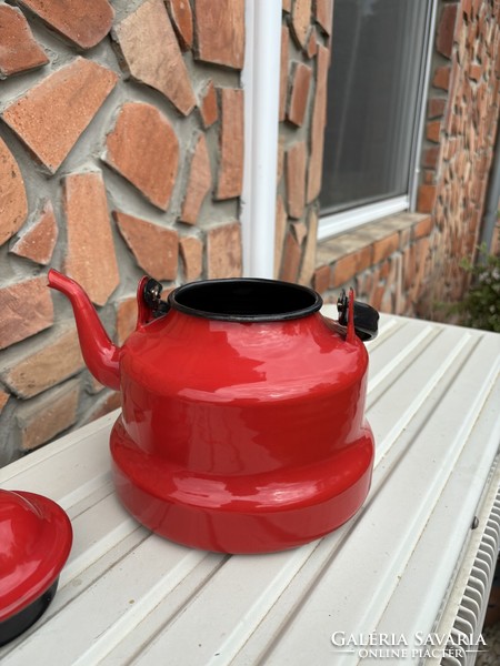 Enamelled beautiful 3 liter new red teapot teapot village peasant