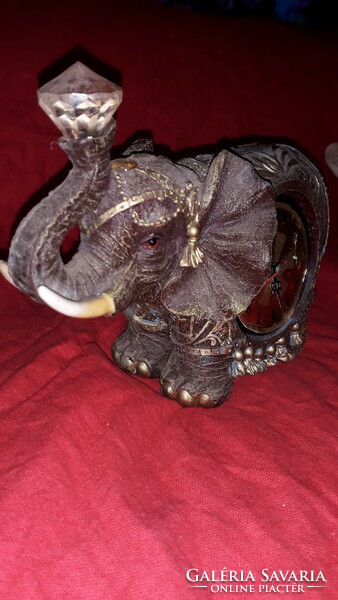 Antique oriental Victorian style mantel clock with elephant decoration 16 x 15 x 6 cm as shown in pictures