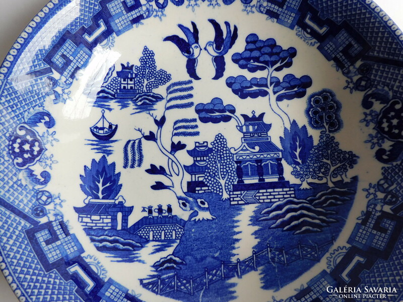 Large Japanese porcelain serving bowl with willow pattern - 25.5 Cm