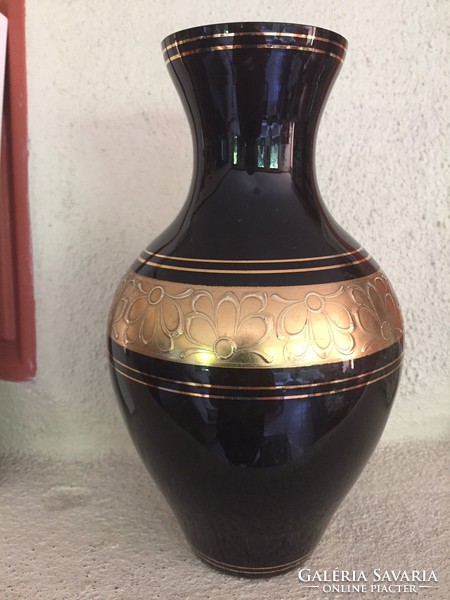 Fekete-arany üveg váza - black - gold glass vase (70)