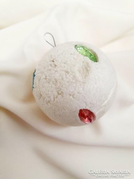 Retro styrofoam Christmas tree decoration sphere with gemstones