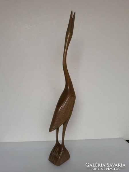 Retro carved heron, wooden bird, 42 cm