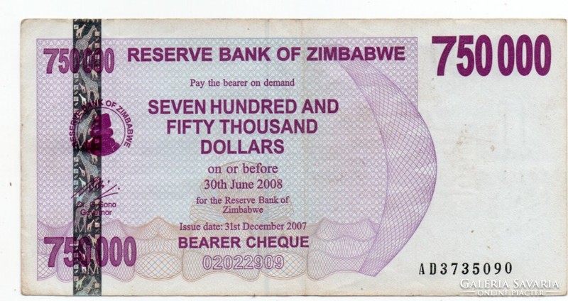 750,000 Dollars 2007 Zimbabwe