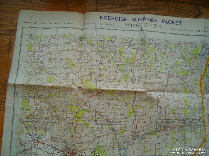 1951 régi térkép winchester nagy méretű Anglia UK Nagyb ritannia ha jól látom katonai KIÁRUSÍTÁS 1ft