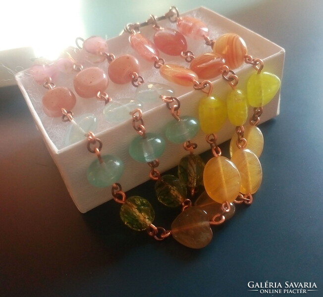 High quality Czech pressed glass beads bracelet with light colored beads