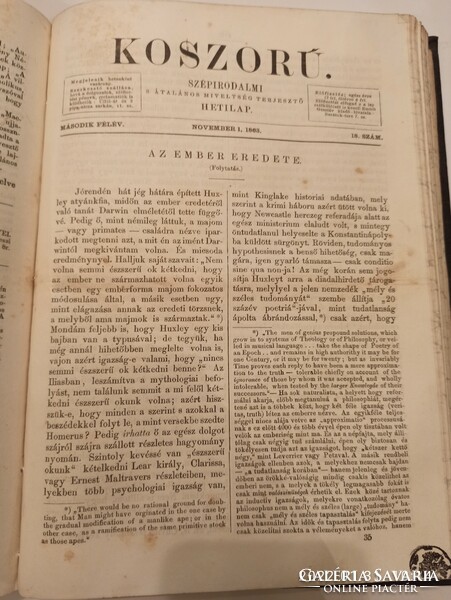Koszorú. Szépirodalmi s általános miveltség terjesztő hetilap- I.évfolyam II félév 1863.
