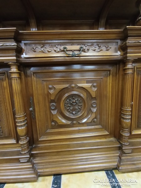 Neo-Renaissance giant walnut serving cabinet