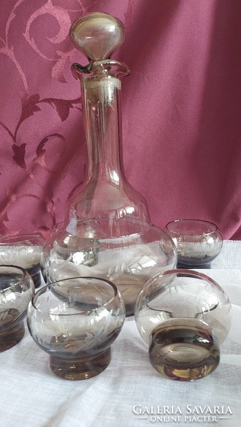 Art deco glass liqueur and wine set