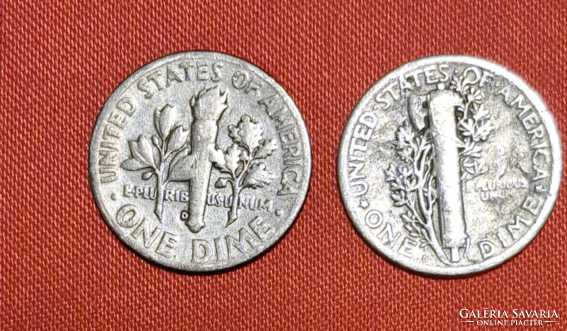 1918., 1952., USA ezüst 1 dime 2 darab (757)