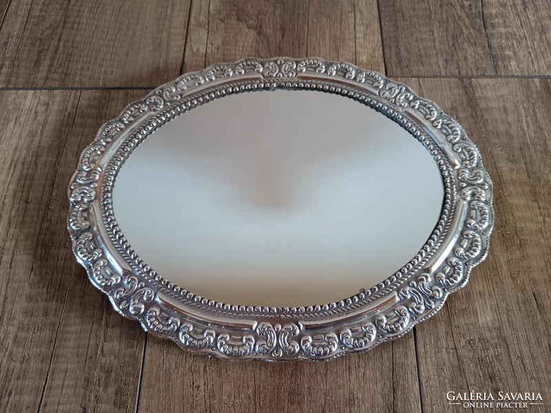 Old silver framed wall mirror