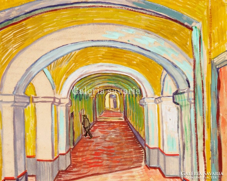 Corridor in the mental hospital - a reproduction of Vincent van Gogh's painting