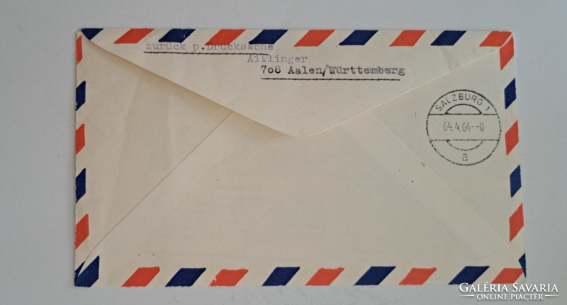 Retour légi levél küldemény,  bélyeg 1964.