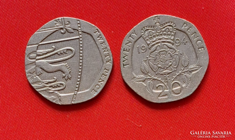1982. England 20 pence 2 types (1762)