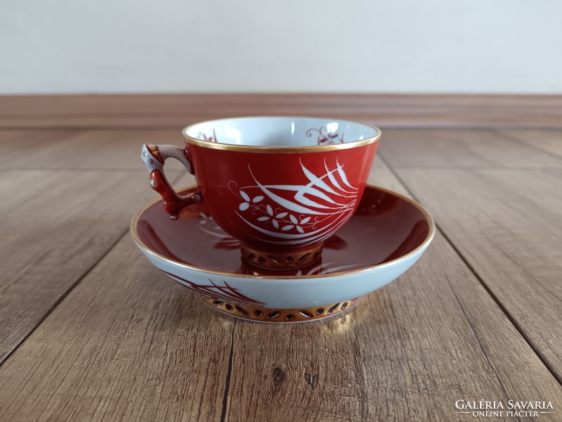 Old Herend Esterházy pattern cup with mandarin tongs
