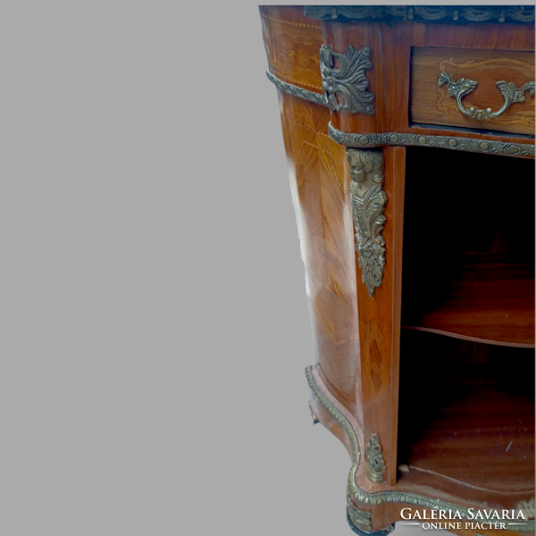 Baroque inlaid chest of drawers with marble top