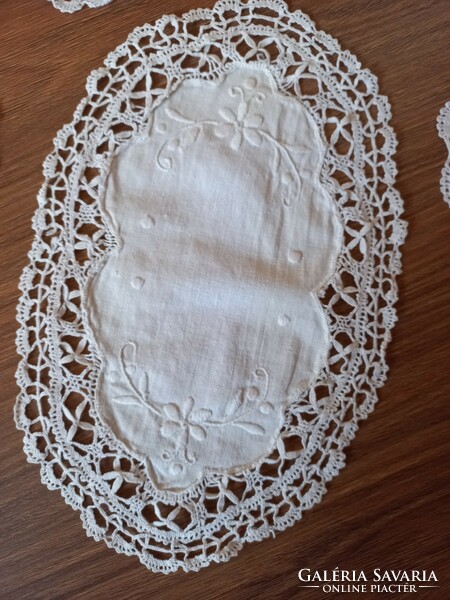 Old beaten lace, display tablecloths