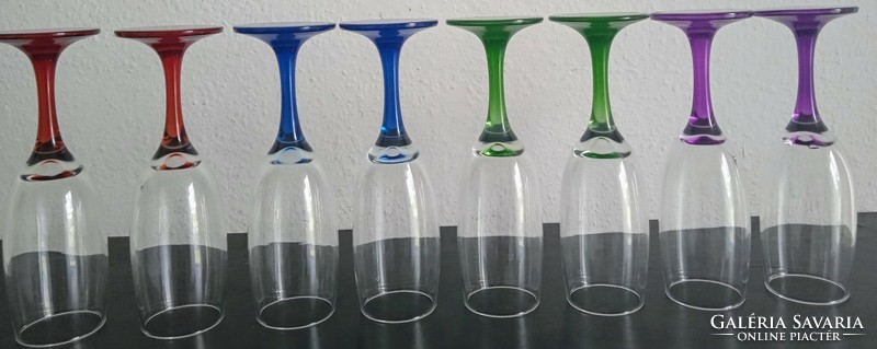 Set of 8 quality, colored stemmed wine glasses (200ml) for sale