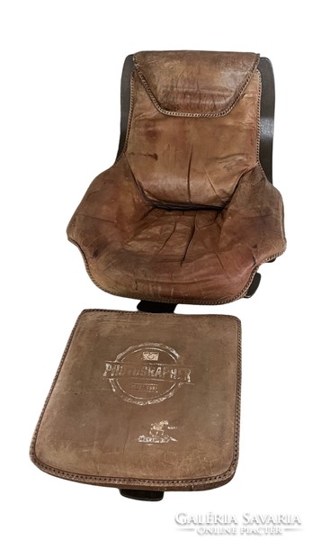 Carl straub brutalist leather armchair