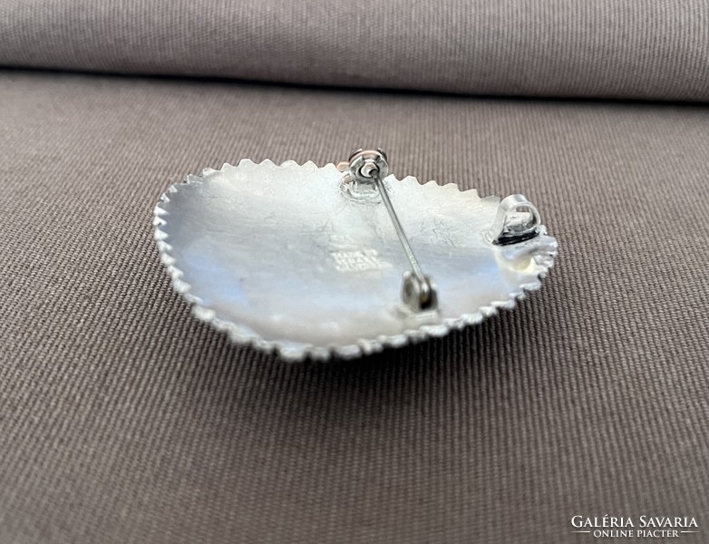 Agate silver brooch