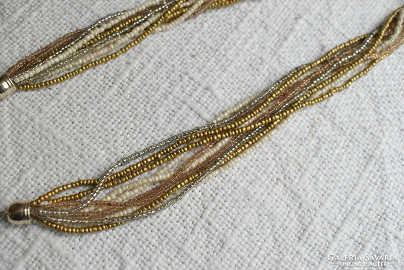 Necklace gold, silver and white tekla pearls 10 strings of pearls 54 cm