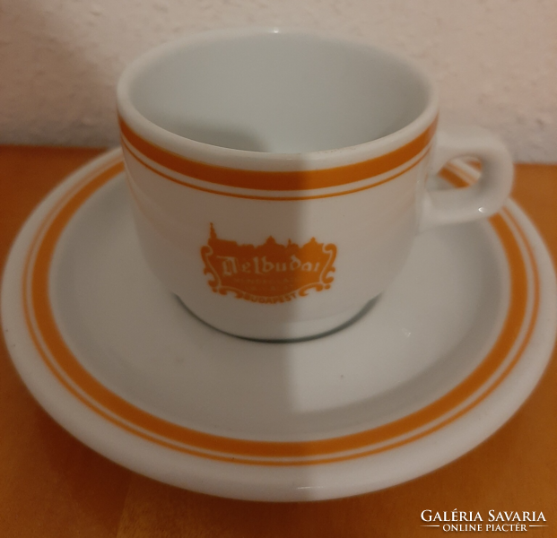 Alföldi Délbuda catering company inscription, logo coffee cup + saucer