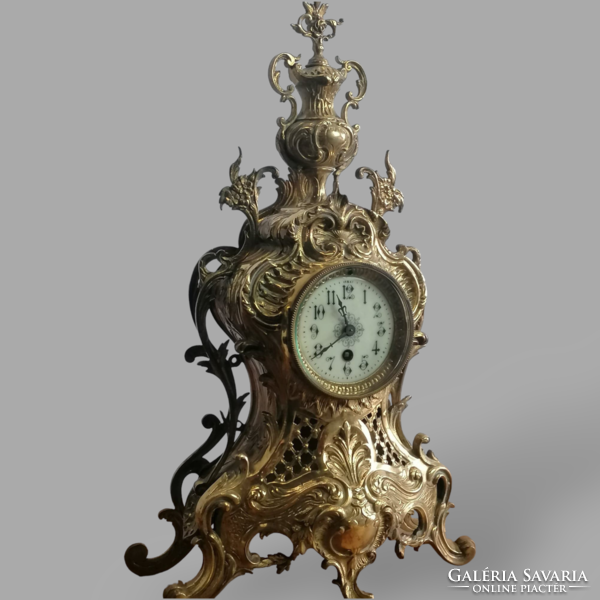 Antique baroque copper mantel clock