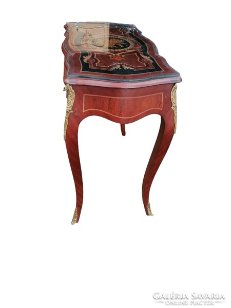 Baroque inlaid table with copper decoration, console table