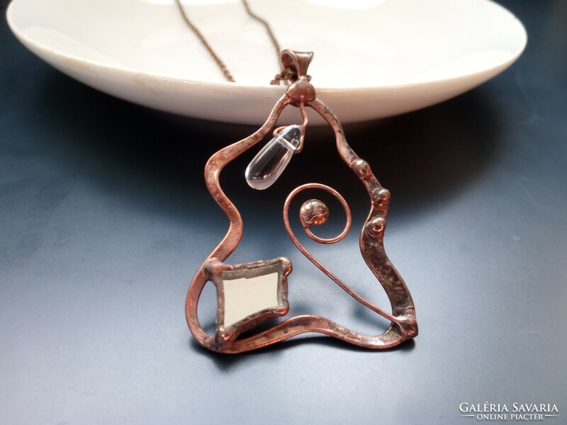 Unique handcrafted pendant with mirror