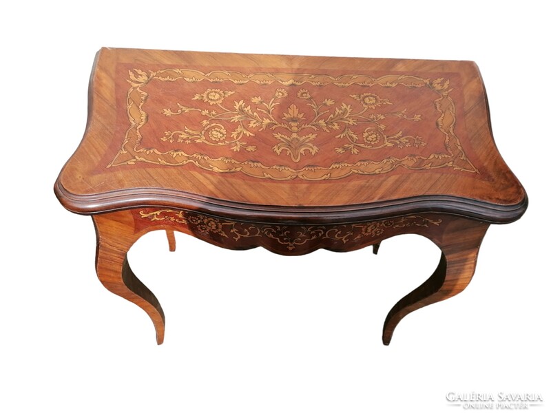 Baroque marquetry console table-chess table