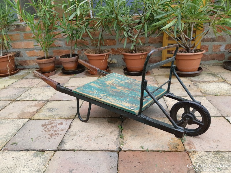 Garden decoration small wheelbarrow with flower holder