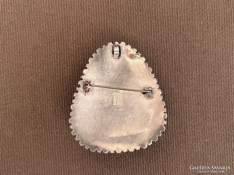 Agate silver brooch