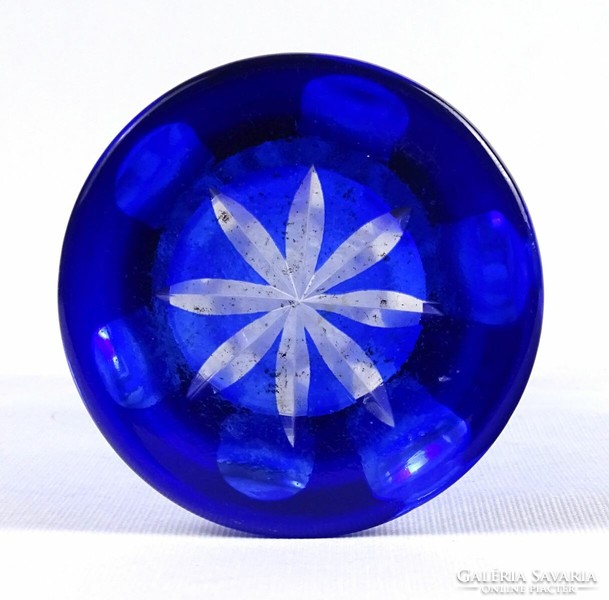1M248 Régi kék csiszolt kristály váza 29 cm
