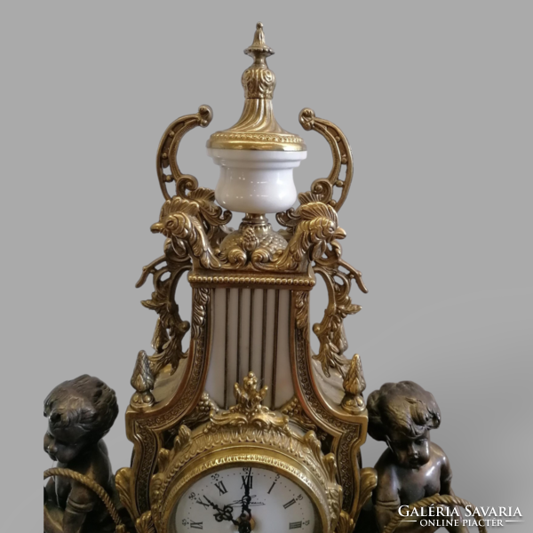 Puttós fireplace clock white marble-copper